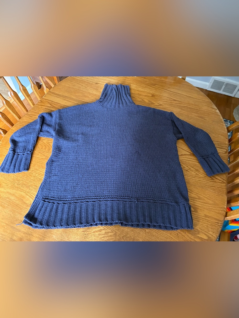 aerie Blue Oversized Chenille Turtleneck Sweater small